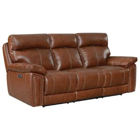 Power Headrest Reclining Sofa with Built-In USB Ports and Nailhead Trim